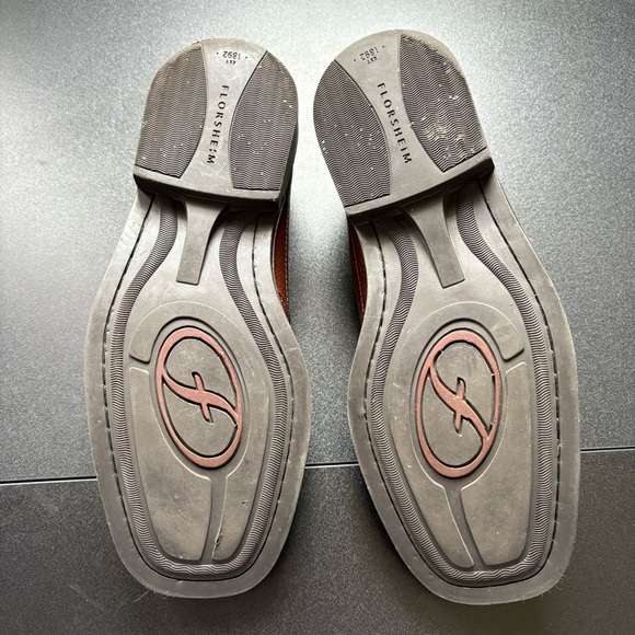 Florsheim Men's Derek Cognac Brown Leather‎ Slip-On Shoes sheepskin office 8.5 - Picture 3 of 5